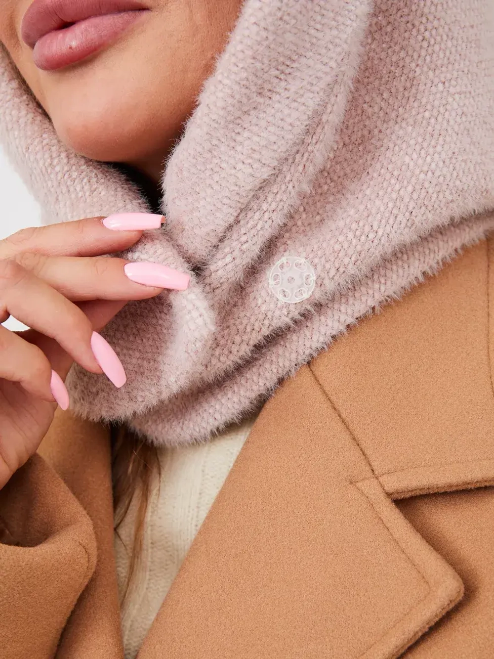 Капор зимний вязаный капюшон на флисе