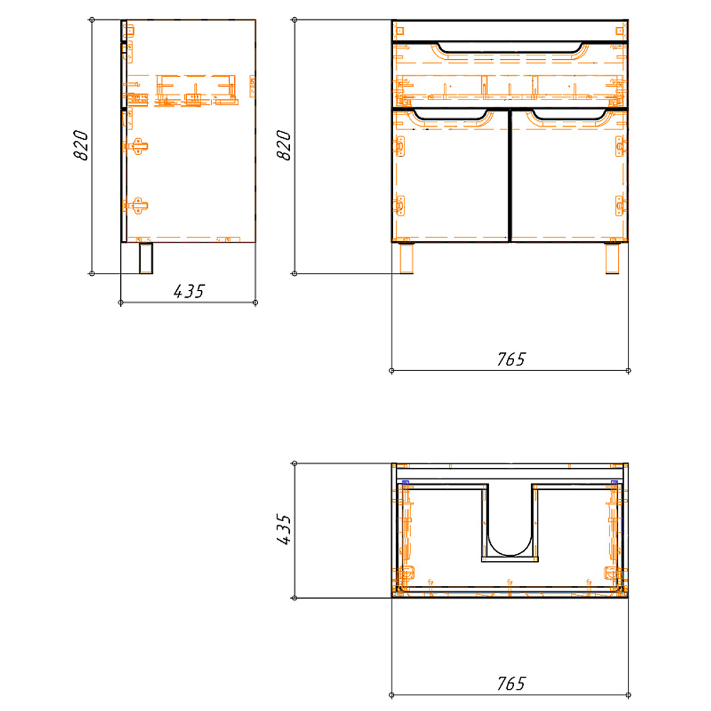 Комплект Тумба Azario KANTRI 80/1Н 800х460х870 напольная, с раковиной Фостер 80, белый глянец (CS00097256)