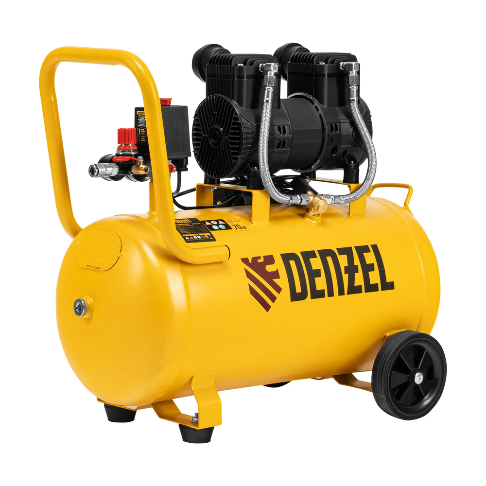 Компрессор безмасл. малошумный DLP-1500/50, 1,5 кВт,50 л, 2850 об/мин, 250 л/мин Denzel