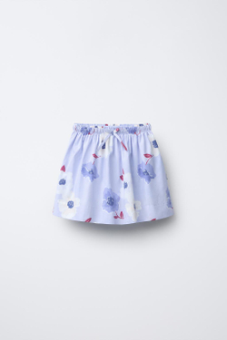 ZARA ЮБКА-ШОРТЫ С ЦВЕТОЧНЫМ ПРИНТОМ, ГОЛУБОЙ