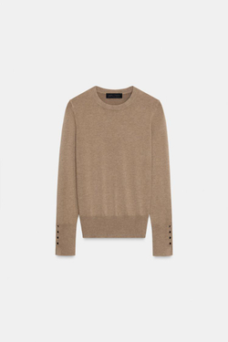 ZARA БАЗОВЫЙ ОДНОТОННЫЙ ДЖЕМПЕР, СЕРО-КОРИЧНЕВЫЙ МЕЛАНЖ