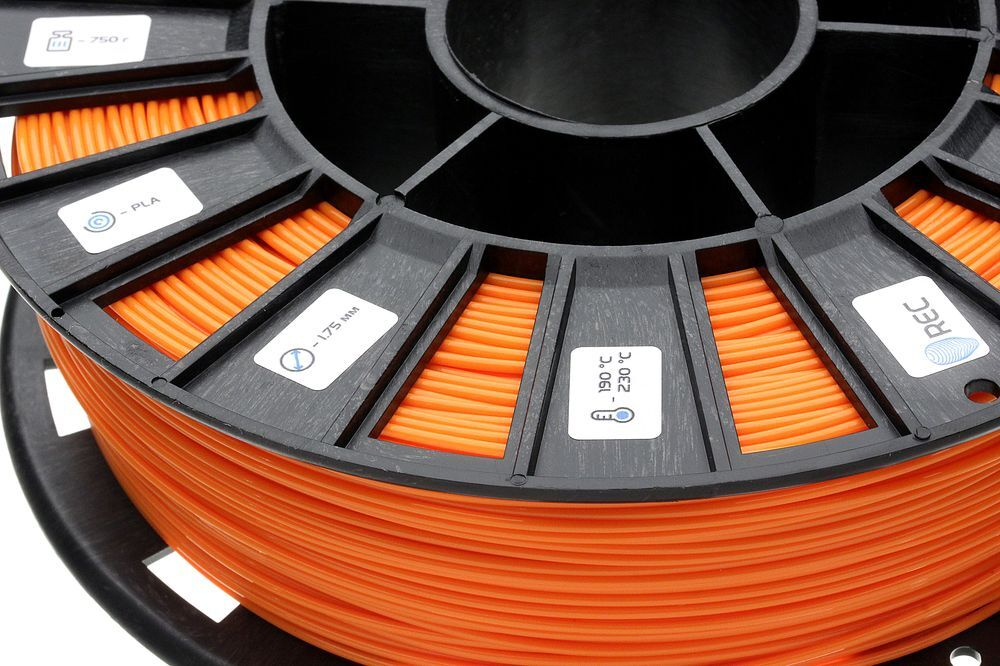 PLA пластик 1,75 для 3D принтера REC оранжевый 0,75 кг
