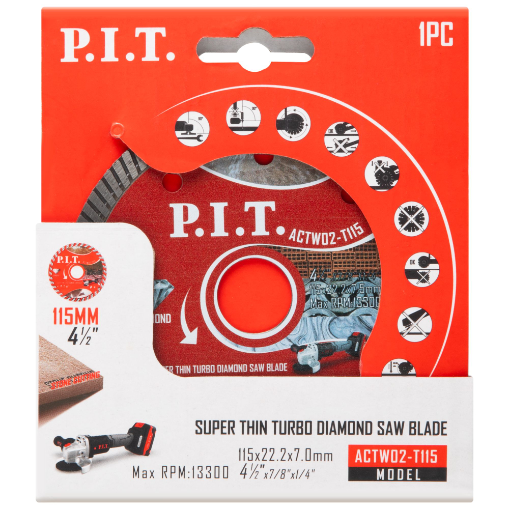 Диск алмазный 2в1 P.I.T. серия DRUA (ACTW11-0125A) 125х22,2х1,6мм, сухой/мокрый рез, резка+шлифовка