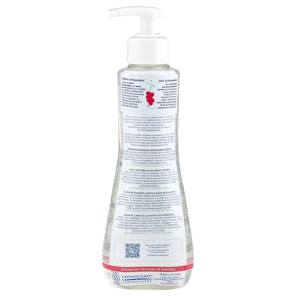 Mustela, Успокаивающая очищающая вода без смывания с лимонником, для очень чувствительной кожи, без отдушек, 300 мл (10,14 жидк. унц.)