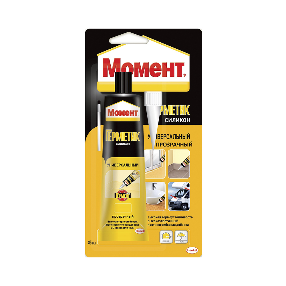 Герметик силиконовый универсальный Момент прозрачный 85 мл
