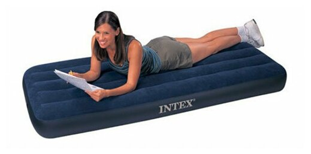 Мaтрас нaдувной Intex 64108 Prestige Downy 137х191х25 см / Крoвать нaдувная Интeкс двухспальная велюровая для дома и туризма