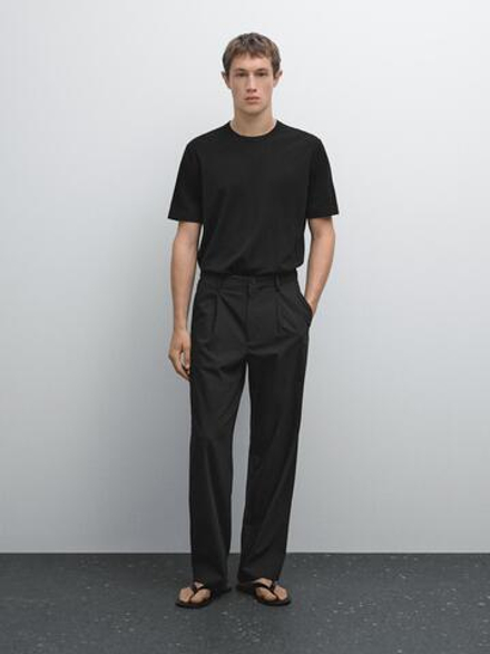 Massimo Dutti Брюки свободного кроя с вытачками, черный