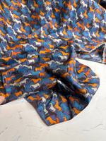 Блузочно-плательный поплин с рисунком (96%хлопок/4%эластан, Конный бунт на поле, 142, 92 гр/м2)