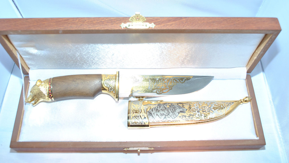 Нож украшенный  "Подарок охотнику" Златоуст