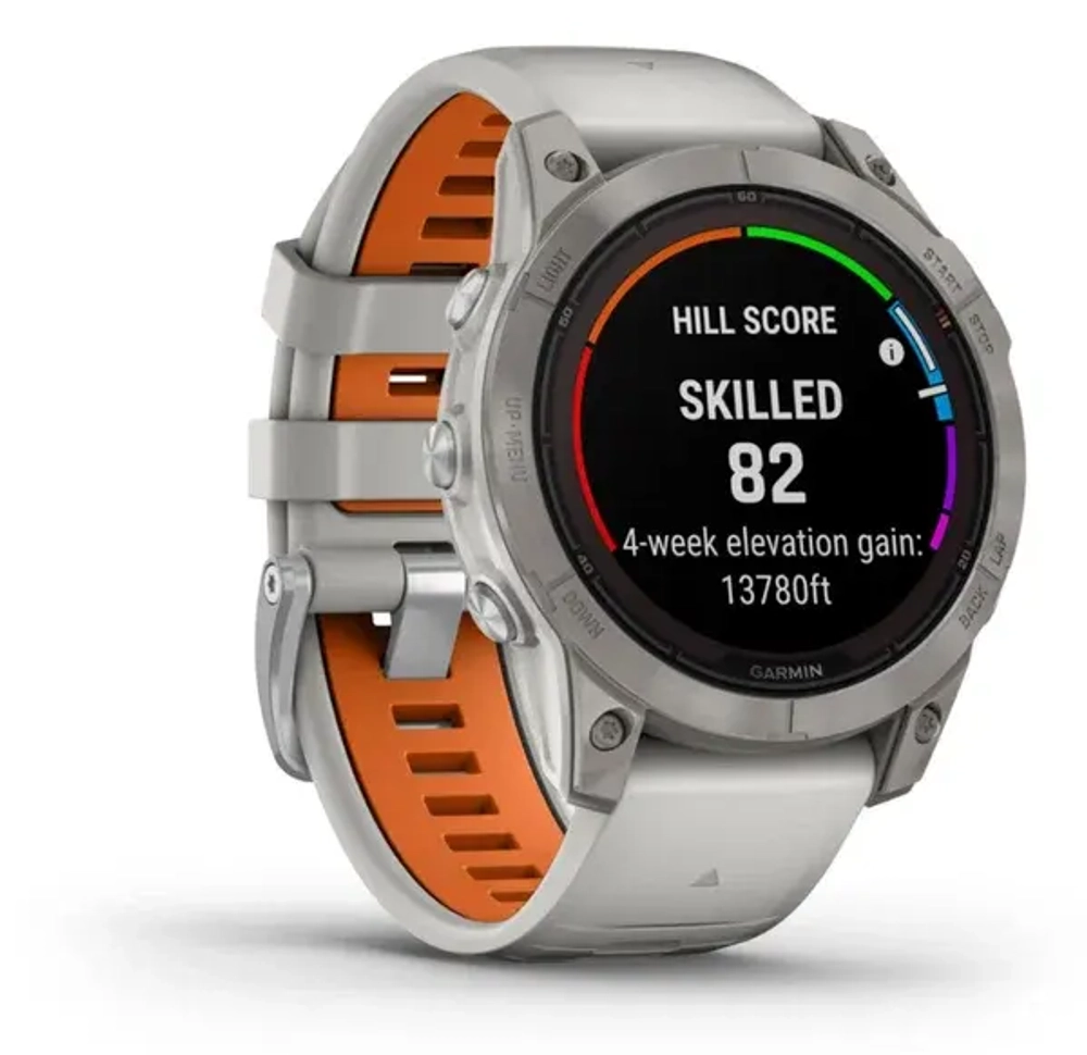 Умные часы Garmin Fenix 7 Pro Sapphire Solar, серый с серо-оранжевым ремешком (Fog Gray)