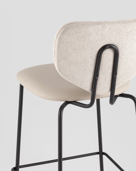 Стул полубарный Masey бежевый с бежевой экокожей