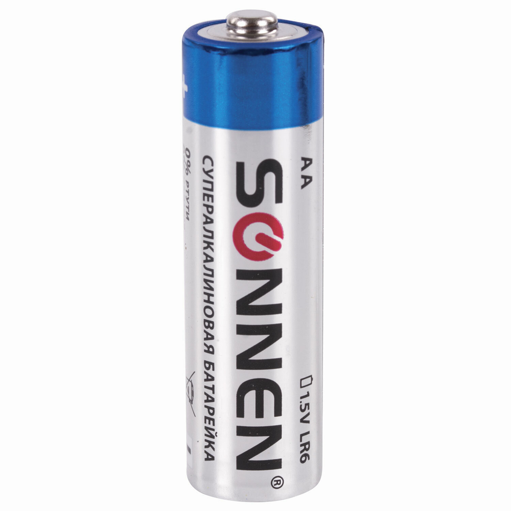 Батарейки комплект 10 шт. SONNEN Super Alkaline АА (LR6 15А) алкалиновые пальчиковые в коробке (6 штук в упаковке)