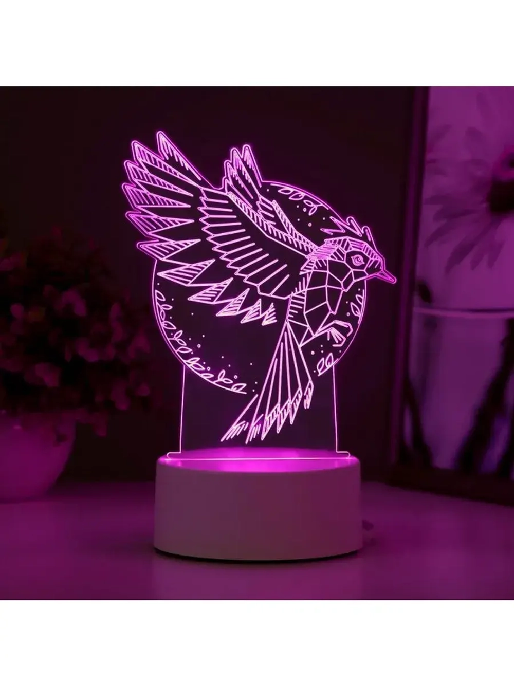 Светильник 3D ночник RISALUX «Птица», LED RGB, от сети, 13.5