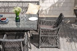 "Катания" обеденная группа плетеная на 6 персон, цвет графит