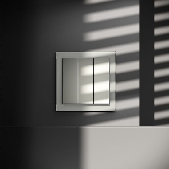 Выключатель встраиваемый VOLTUM S70 трехклавишный 10А, (сталь)