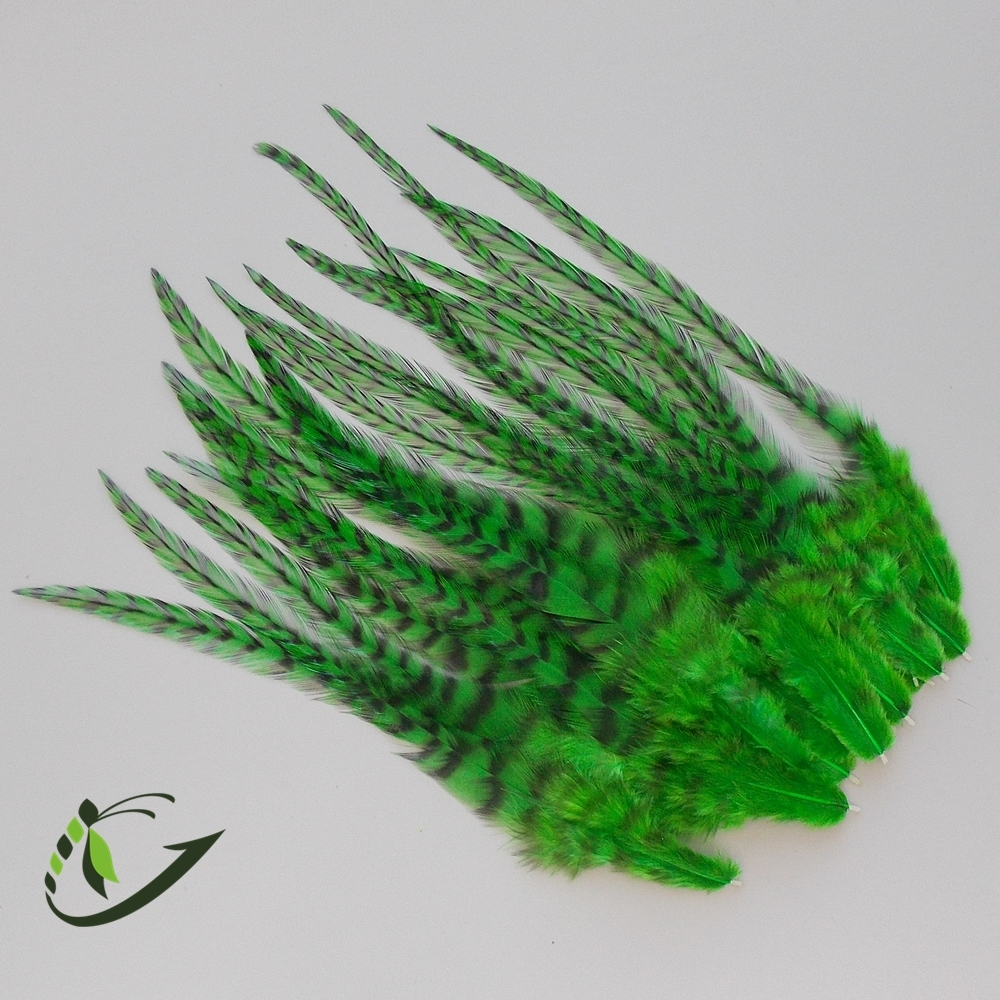 Перо из седла петуха Whiting American Rooster, цвет Grizzly Highlander Green (10 шт)
