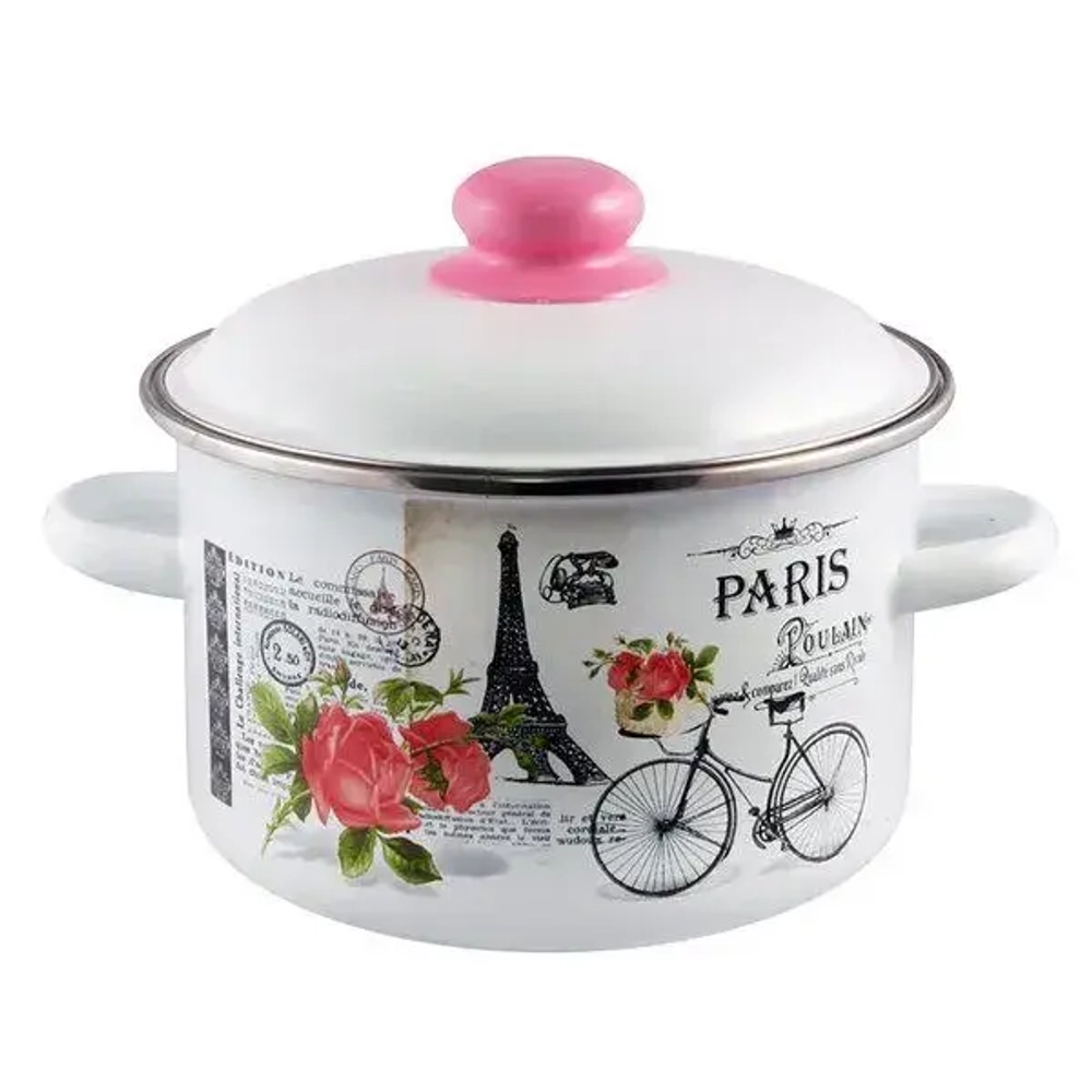 Кастрюля эмал 4,0л цил Париж TM Appetite (Северсталь эмаль)