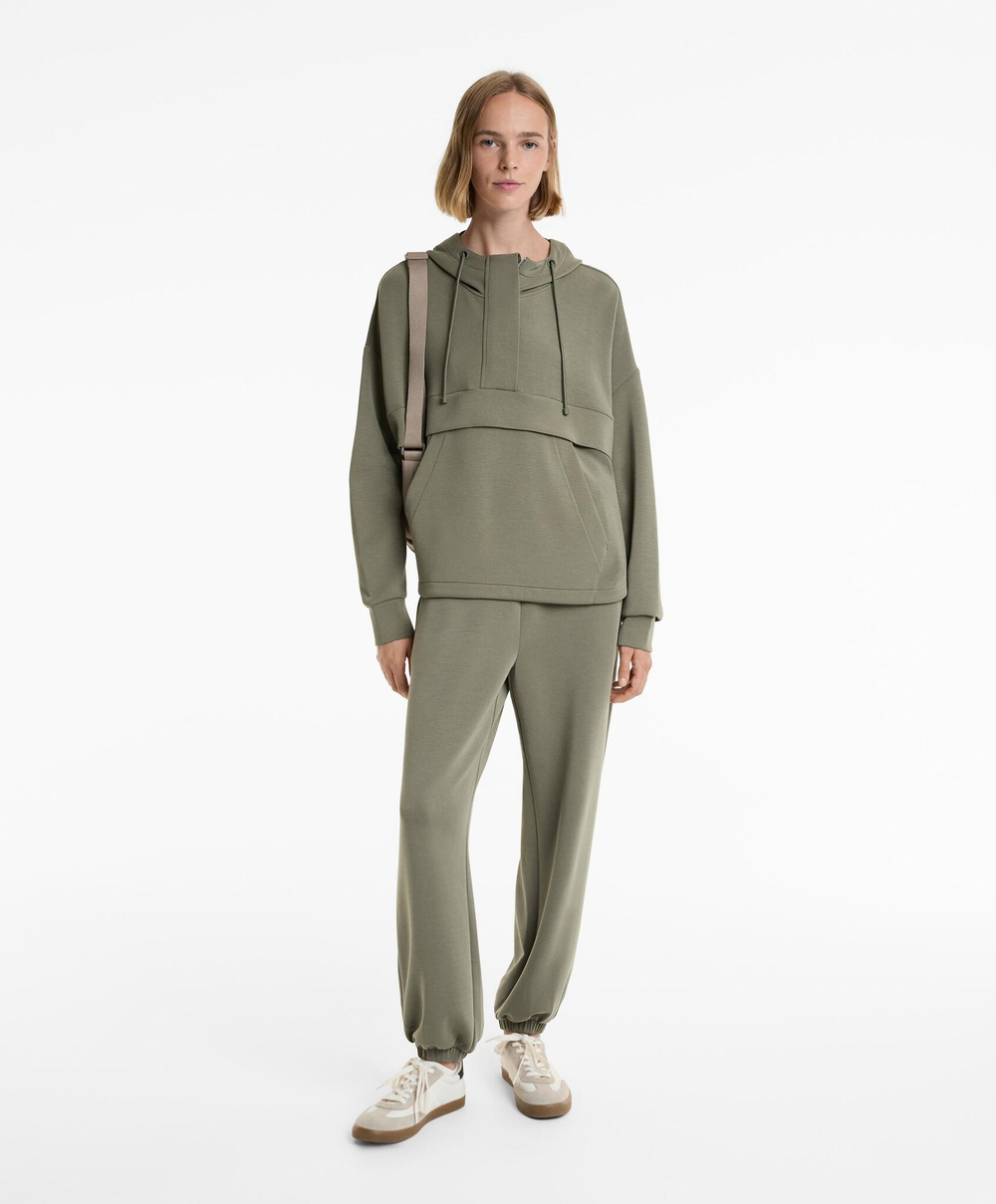 Oysho Брюки-джоггеры из ткани с модалом, светлый хаки