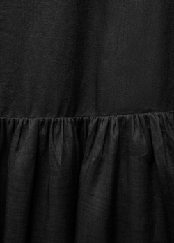 Длинное платье изо льна с присборенной вставкой