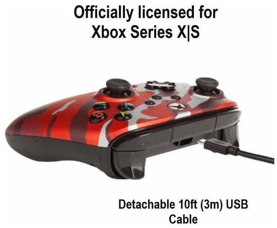 Геймпад проводной PowerA "Camouflage Red" (Камуфляж красный) Enhanced Wired Controller for Xbox Series X/S (1518910-01) (Xbox One/Series X/S/PC)