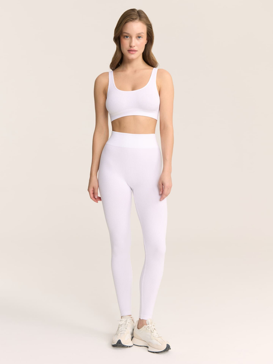 Бесшовные легинсы с высокой посадкой в рубчик