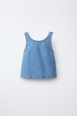 ZARA ДЖИНСОВЫЙ ТОП КРОШЕ, СИНИЙ