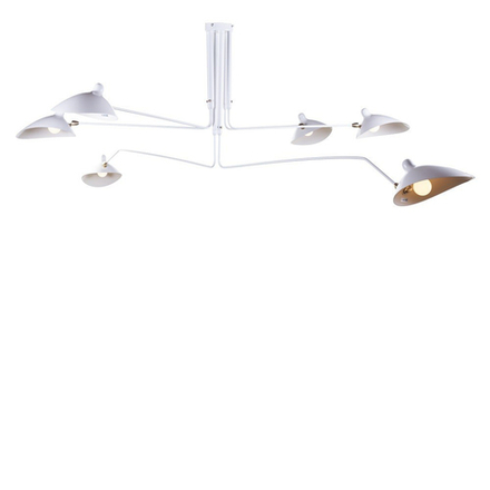 Ceiling design lamp Six Arms by Serge Mouille (White)