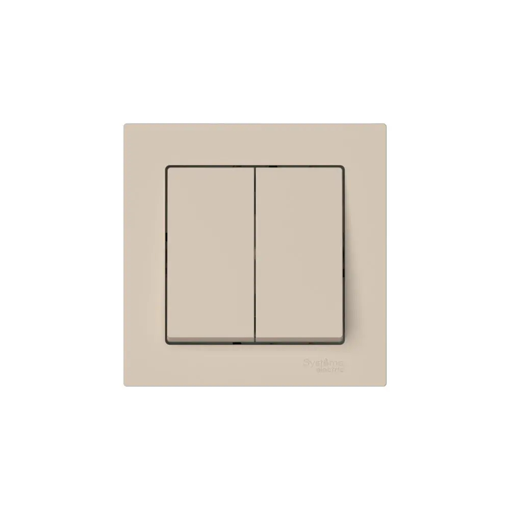 ATLASDESIGN 2-клавишный ВЫКЛЮЧАТЕЛЬ, сх.5, 10АХ, в сборе, быстрозажим. клем., ПЕСОЧНЫЙ