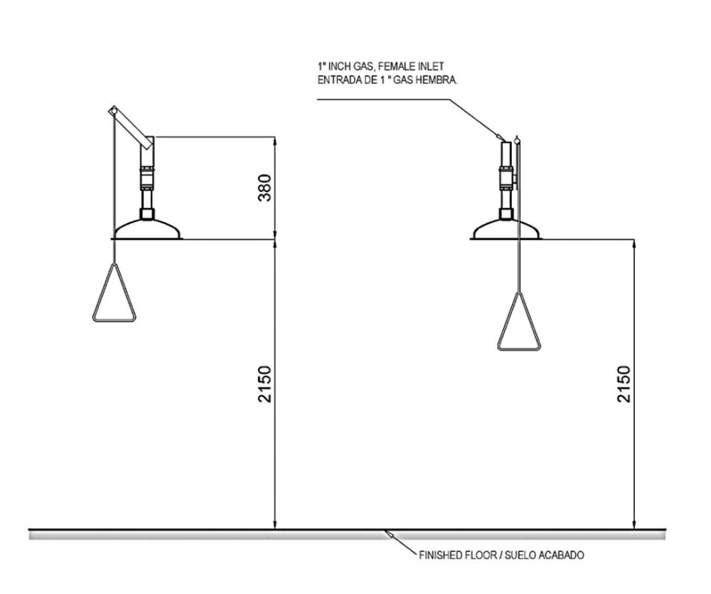 Аварийный душ на потолок нерж. сталь BOCCHISF SC820 зеленый