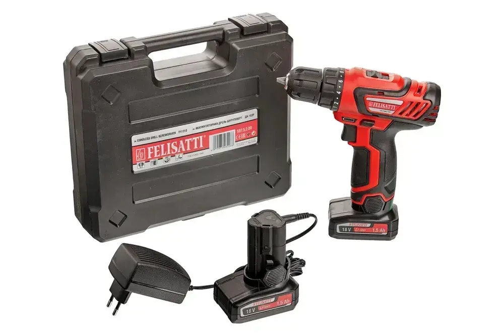 Аккумуляторная дрель-шуруповерт Felisatti ДА-18ЭР (597.5) (Li-ion, 2 аккум., 1,5Ач)