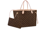 LOUIS VUITTON NEVERFULL Coated Canvas With Leather Handbag, Shoulder Bag Large Women"s Brown