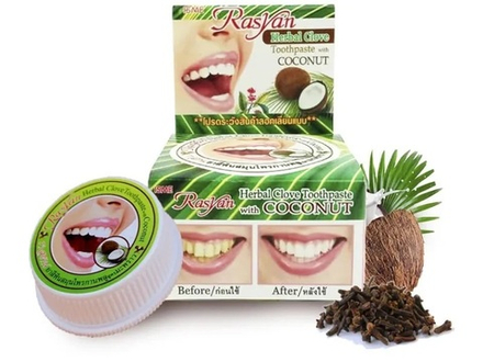 Травяная зубная паста Райсан с гвоздикой и кокосом (Rasyan Herbal Clove Toothpaste with coconut), ТМ Rasyan