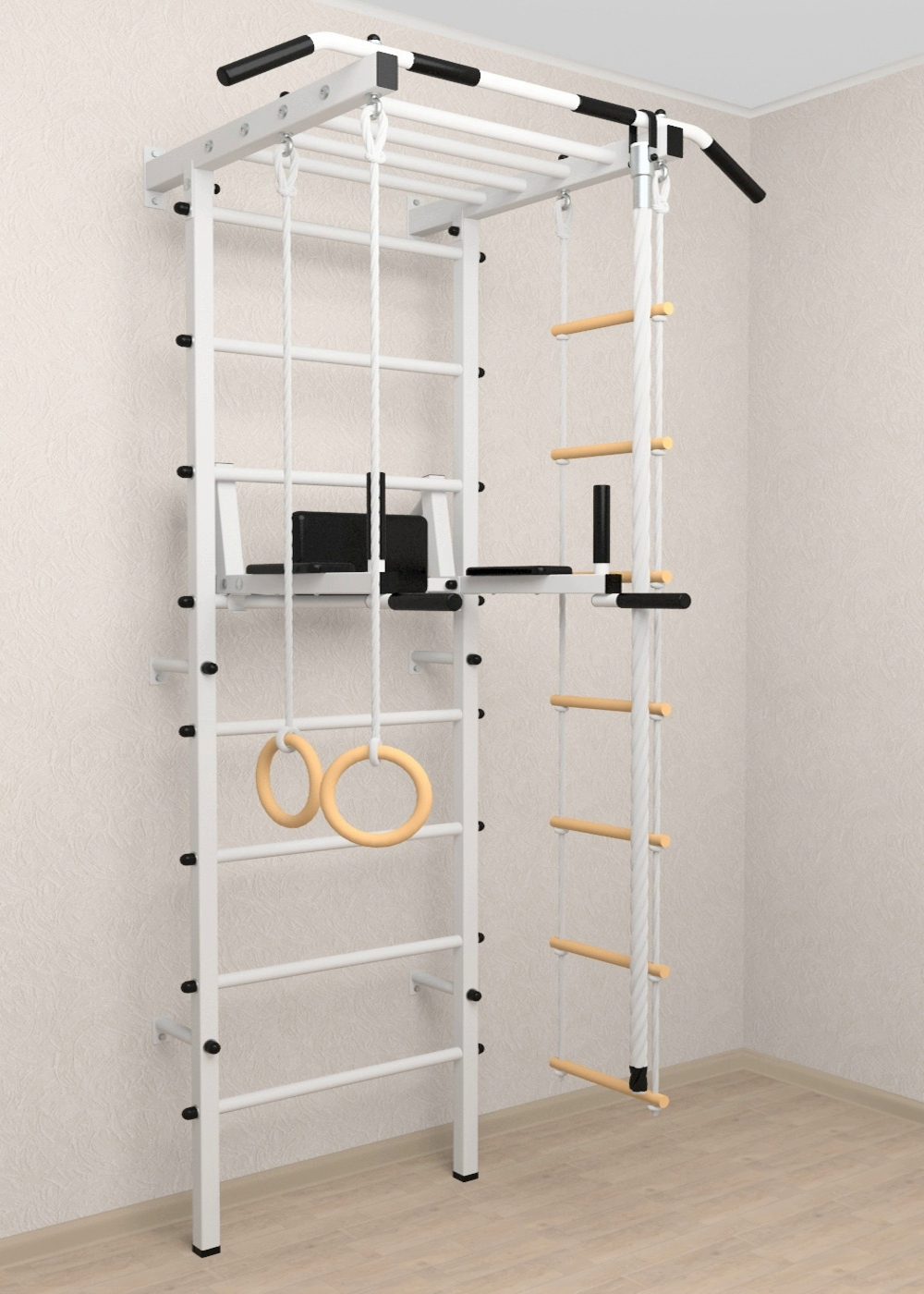 Шведская стенка Sv Pro рукоход 853 (Турник Pro рукоход/Брусья/стойка/Канат/Кольца/Лестница)