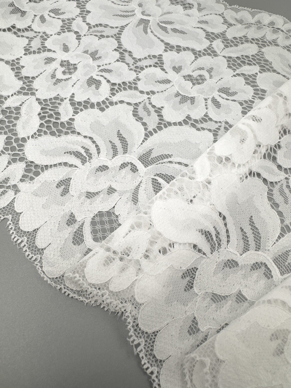 Эластичное кружево теплое белое ширина 22 см