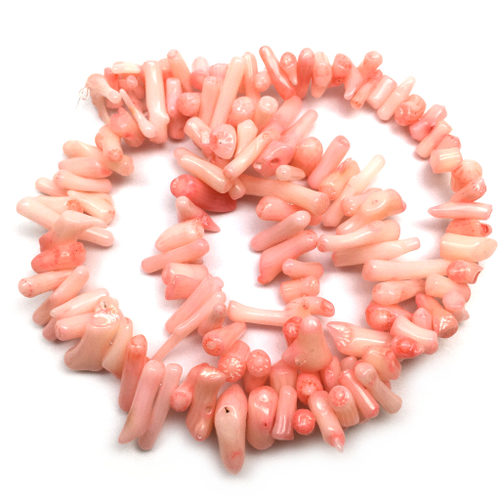 Коралл розовый 8х2-16х3 мм, бусины (нить)