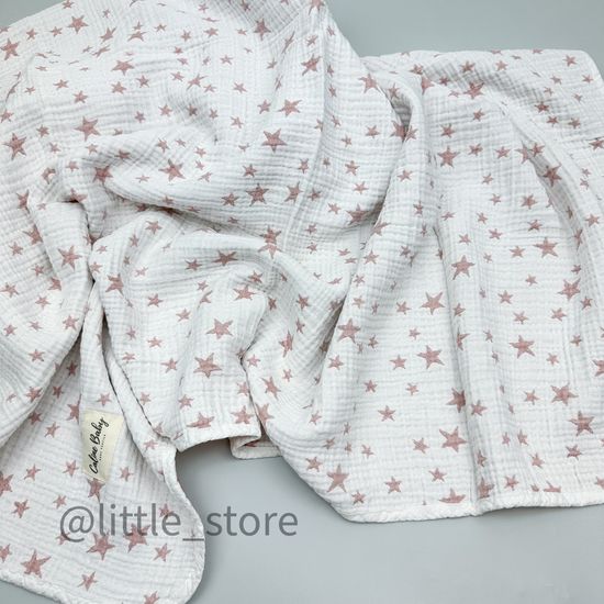 Плед-одеяло из муслина, Розовые звезды