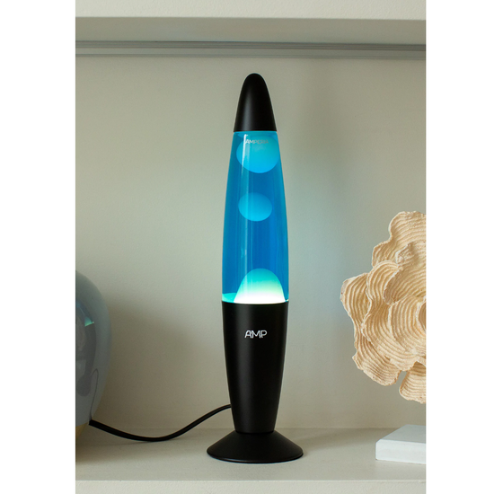 Лава лампа Amperia Rocket Белая, Синяя, корпус черный (35 см)