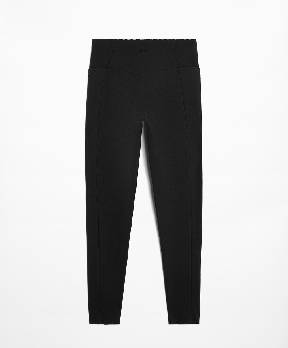 OYSHO Легинсы до щиколотки Compressive, карман и высокая посадка, 65 см, черный