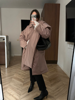 Утепленное пальто со съемным шарфом BISCUIT