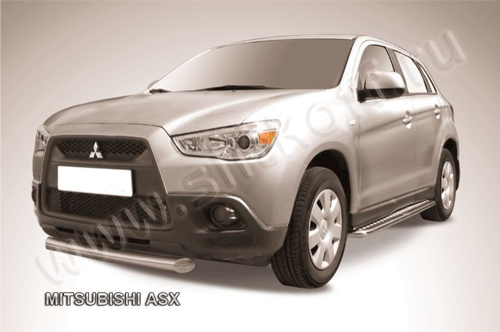 Защита переднего бампера (нержавейка) Mitsubishi ASX (2010-2013) d76 короткая