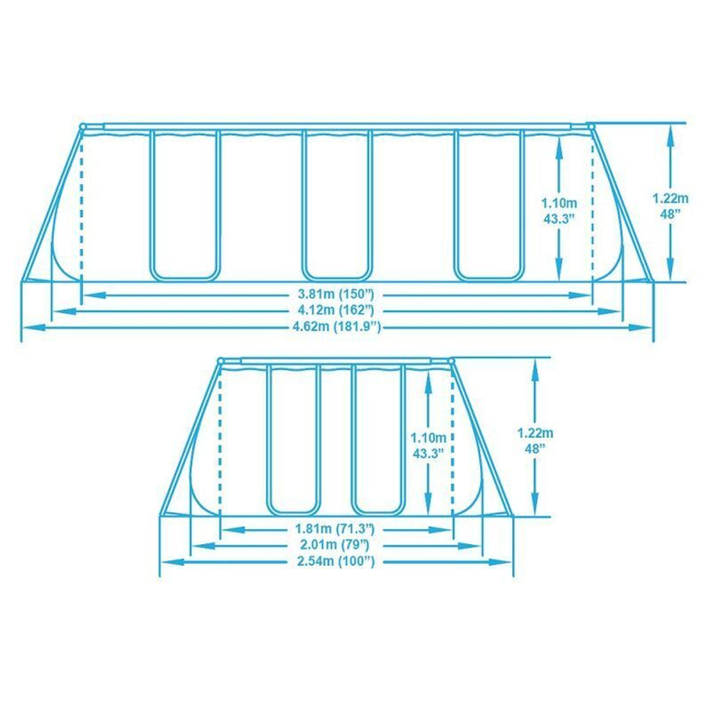 Каркасный прямоугольный бассейн Bestway Steel 56456 (412х201х122 см) с картриджным фильтром и лестницей