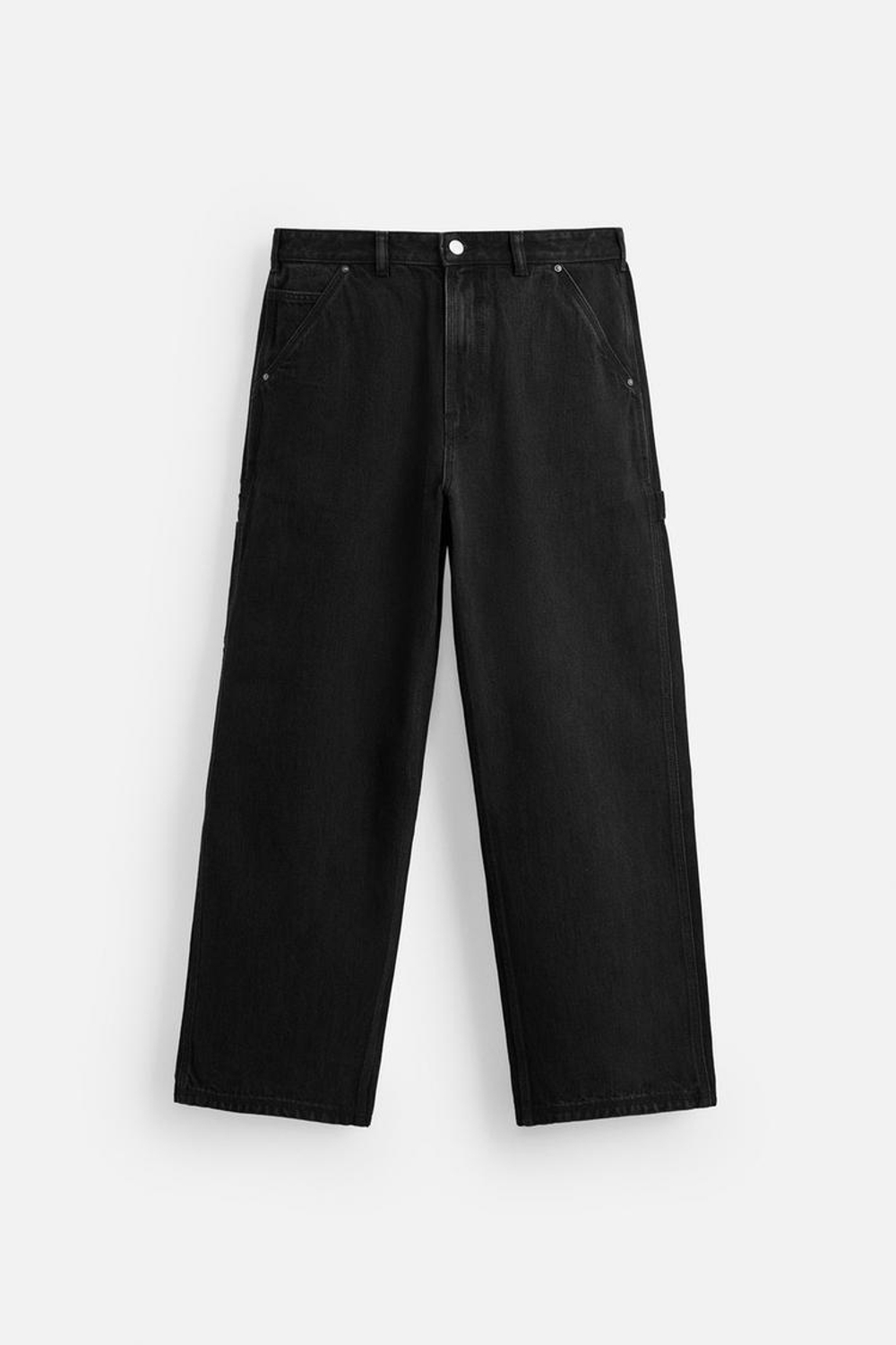 ZARA ДЖИНСЫ СВОБОДНОГО КРОЯ В РАБОЧЕМ СТИЛЕ, ЧЕРНЫЙ