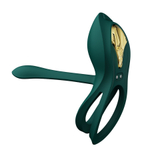 Зеленое эрекционное виброкольцо для пар с пультом ДУ + управление через приложение Zalo Bayek Vibrating Couples Ring Turquoise Green