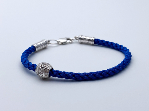 Браслет текстильный со вставкой из серебра/Без покрытия/Со вставкой из фианитов