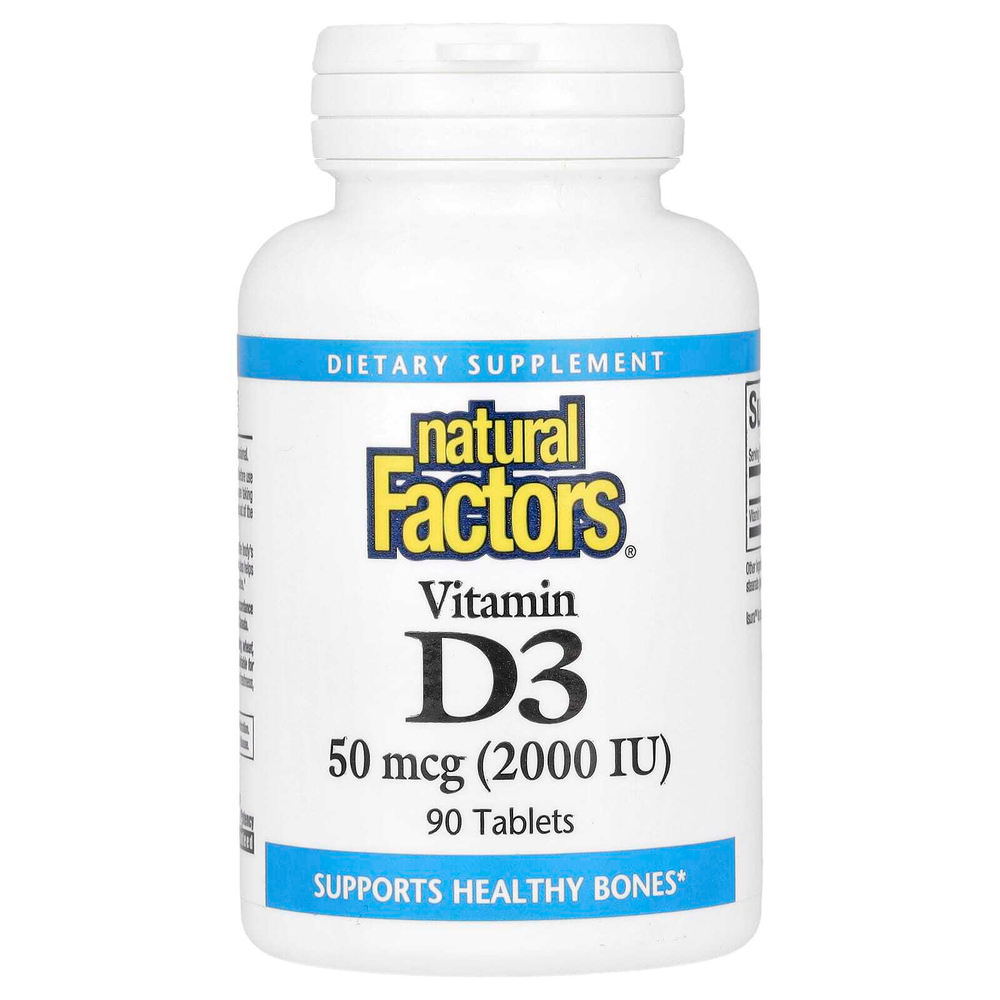 Natural Factors, витамин D3, 50 мкг (2000 МЕ), 90 таблеток