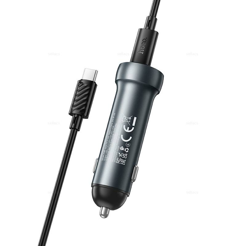 Автомобильное зарядное устройство для Type-C Hoco Z54B PD60W(2C) (metal grey)