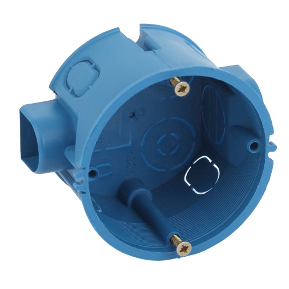 Коробка установочная ЭРА KUTS-68-45-blue синяя 68х45мм для твердых стен саморезы стыковочные узлы IP20 | Коробки монтажные установочные для твердых стен