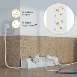 Legrand Удлинитель угловой с заземлением 4 розетки без кабеля, цвет: белый, 694503