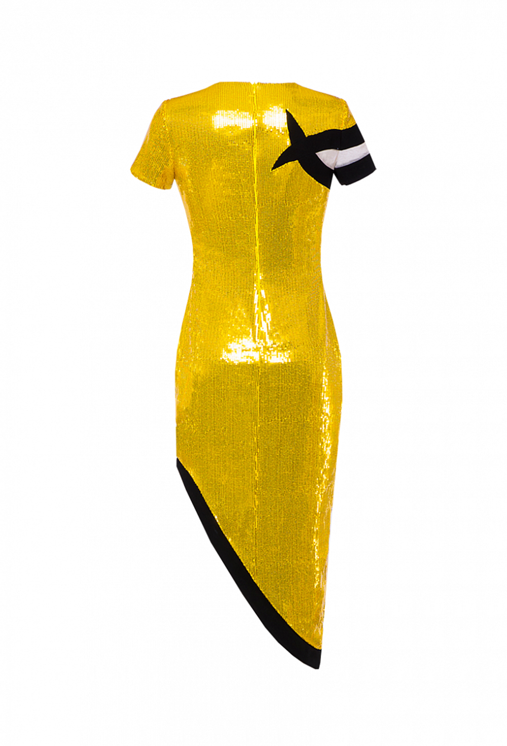 Платье ассиметричное в пайетках желтое 18-01-22 SS