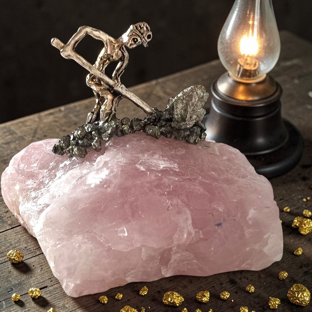 "Старатель" на Розовом кварце с Пиритом